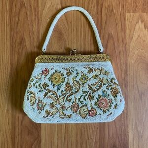 Vintage Beaded Purse with Gold Trim